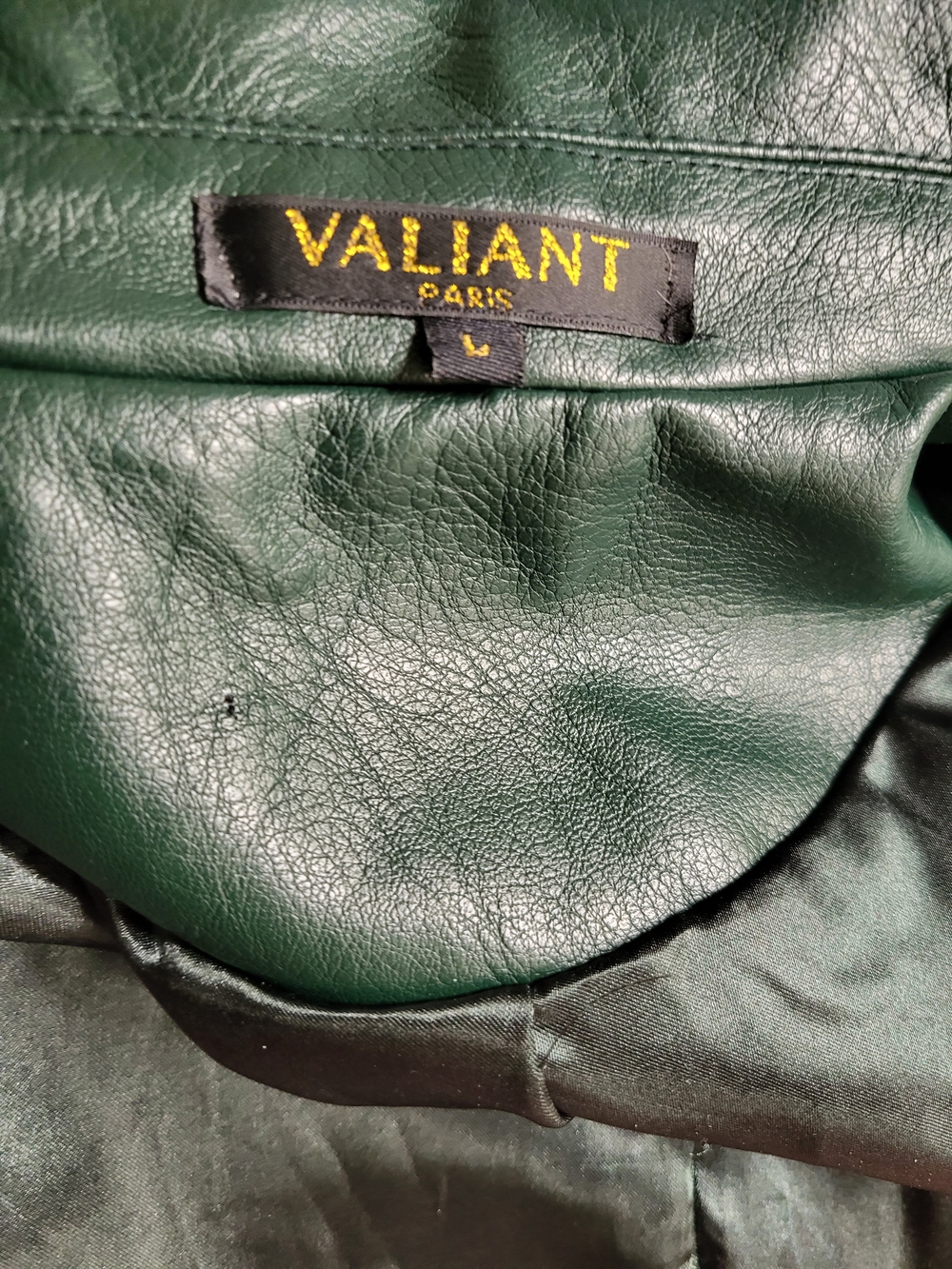 Grommet-Trim Faux Leather Trench Coat in Forest Green - Picture 5 of 5